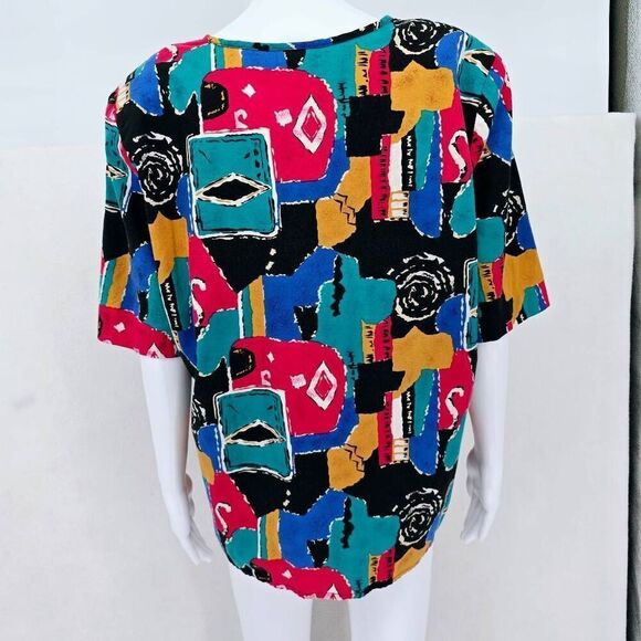 Vintage 80's Abstact Crewneck Tee 18W - Picture 2 of 5